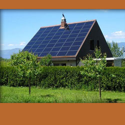 house with a roff cover in solar panels